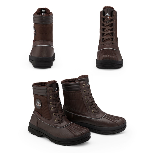Men's Insulated Snow Boots - DARK BROWN - 4